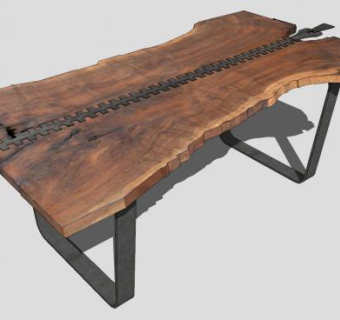 拉链条纹的桌子SU模型下载_sketchup草图大师SKP模型