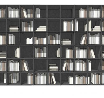 图书室大书架书柜SU模型下载_sketchup草图大师SKP模型