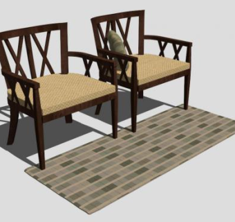 中式复古简约红木单人椅SU模型下载_sketchup草图大师SKP模型