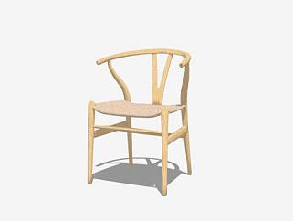 中式简约木质单人圈椅SU模型下载_sketchup草图大师SKP模型