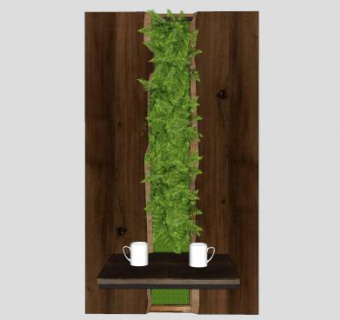 装饰植物墙板桌SU模型下载_sketchup草图大师SKP模型