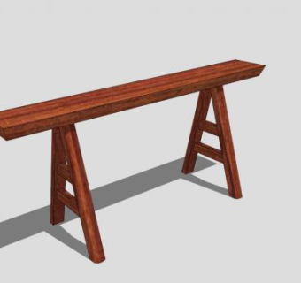 中式实木长凳SU模型下载_sketchup草图大师SKP模型