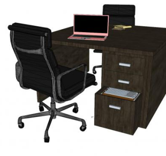 面对面的办公桌SU模型下载_sketchup草图大师SKP模型