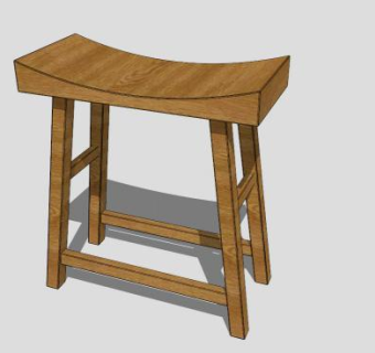 中式木质凳SU模型下载_sketchup草图大师SKP模型