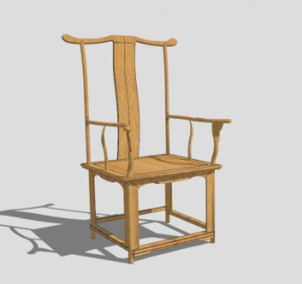 新中式木质单人椅SU模型下载_sketchup草图大师SKP模型