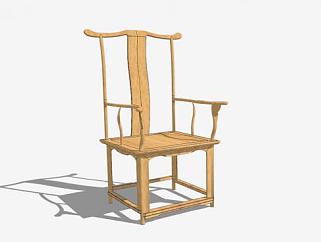 新中式木质单人椅SU模型下载_sketchup草图大师SKP模型