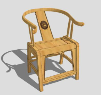 新中式休闲木质单人椅SU模型下载_sketchup草图大师SKP模型