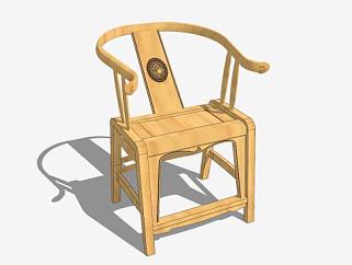 新中式休闲木质单人椅SU模型下载_sketchup草图大师SKP模型
