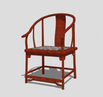 中式仿古红木扶手圈椅SU模型下载_sketchup草图大师SKP模型