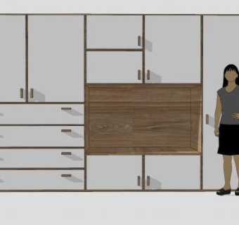 木质组合衣柜SU模型下载_sketchup草图大师SKP模型