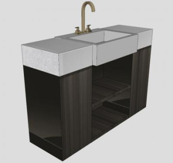 简单的现代浴室柜洗手池SU模型下载_sketchup草图大师SKP模型