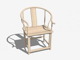 新中式扶手椅圈椅SU模型下载_sketchup草图大师SKP模型