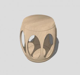 新中式单人圆凳SU模型下载_sketchup草图大师SKP模型