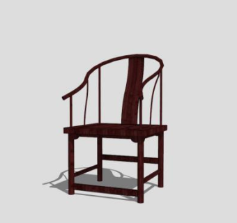新中式单人扶手椅子SU模型下载_sketchup草图大师SKP模型