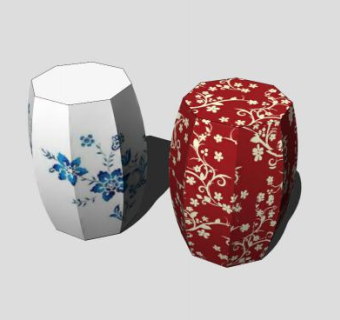 现代中式古典六角凳SU模型下载_sketchup草图大师SKP模型