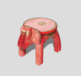 中式创意圆凳SU模型下载_sketchup草图大师SKP模型