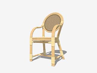 中式创意单人扶手椅SU模型下载_sketchup草图大师SKP模型