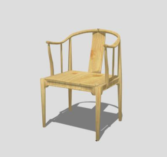 中式木质扶手椅SU模型下载_sketchup草图大师SKP模型