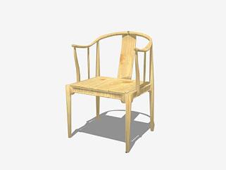 中式木质扶手椅SU模型下载_sketchup草图大师SKP模型