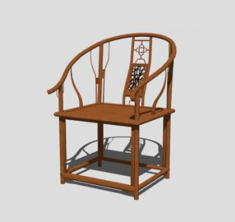 中式红木古典扶手椅SU模型下载_sketchup草图大师SKP模型