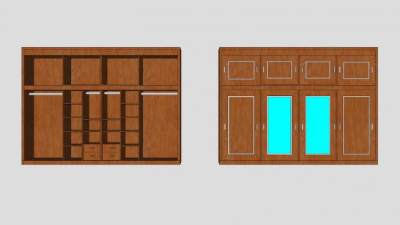 木材质的衣柜SU模型下载_sketchup草图大师SKP模型