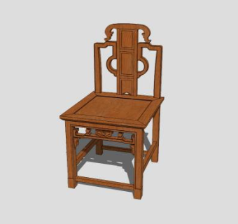 中式红木单人椅子SU模型下载_sketchup草图大师SKP模型