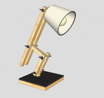 木结构的台灯灯具SU模型下载_sketchup草图大师SKP模型