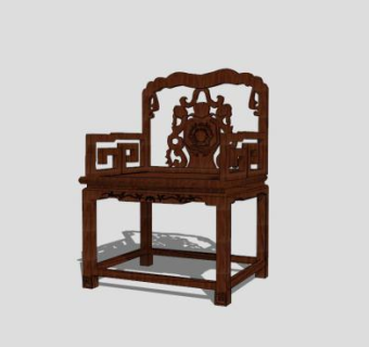 中式复古太师椅SU模型下载_sketchup草图大师SKP模型