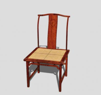 中式复古红木单人椅SU模型下载_sketchup草图大师SKP模型