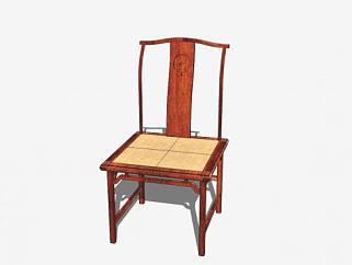 中式复古红木单人椅SU模型下载_sketchup草图大师SKP模型
