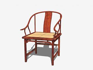 中式复古红木单人扶手椅SU模型下载_sketchup草图大师SKP模型