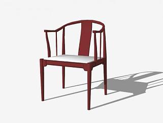 古典红木单人扶手椅SU模型下载_sketchup草图大师SKP模型