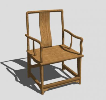 古典中式木质南官帽椅SU模型下载_sketchup草图大师SKP模型