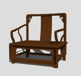 复古中式实木南官帽椅SU模型下载_sketchup草图大师SKP模型