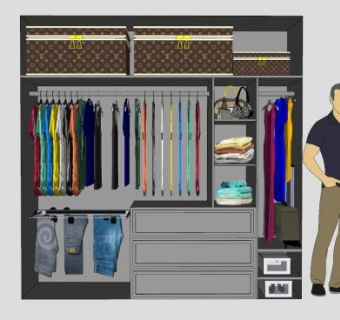 室内衣帽间用的衣柜衣服SU模型下载_sketchup草图大师SKP模型