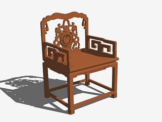 古典中式红木太师椅SU模型下载_sketchup草图大师SKP模型