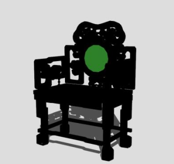 黑色古典中式太师椅SU模型下载_sketchup草图大师SKP模型