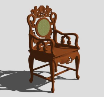 仿古中式红木太师椅SU模型下载_sketchup草图大师SKP模型