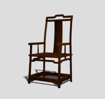 仿古中式单人扶手椅南官帽椅SU模型下载_sketchup草图大师SKP模型
