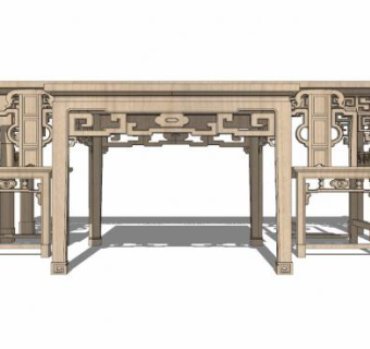 新中式家具桌椅SU模型下载_sketchup草图大师SKP模型