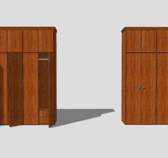 实木卧室衣柜衣橱SU模型下载_sketchup草图大师SKP模型