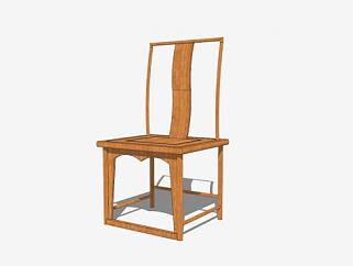 复古中式单人椅子SU模型下载_sketchup草图大师SKP模型