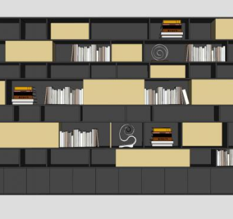 长形的书柜书架装饰柜架SU模型下载_sketchup草图大师SKP模型