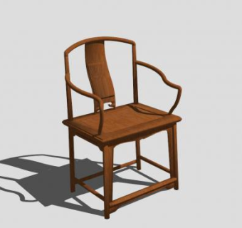 木质古典中式单人扶手椅子SU模型下载_sketchup草图大师SKP模型