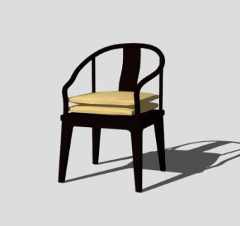 现代中式黑色单人扶手椅SU模型下载_sketchup草图大师SKP模型