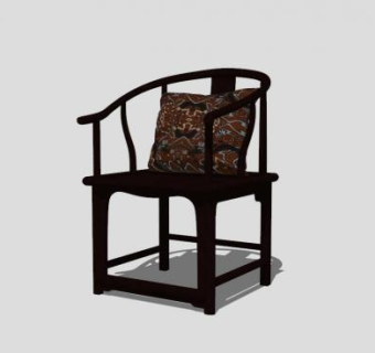 复古中式实木单人扶手椅圈椅sketchup模型下载_sketchup草图大师SKP模型