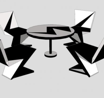 Z型桌椅洽谈桌SU模型下载_sketchup草图大师SKP模型