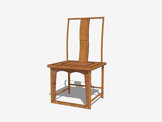 中式木质单人椅SKP模型下载_sketchup草图大师SKP模型