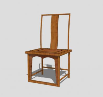 中式木质单人椅SKP模型下载_sketchup草图大师SKP模型