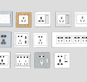 常用的家用开关插座集合SU模型下载_sketchup草图大师SKP模型